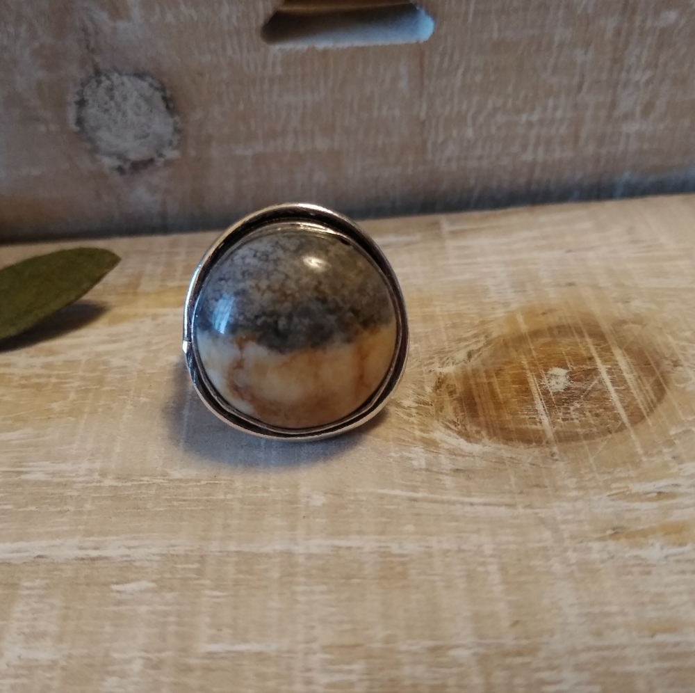 OCEAN JASPER SILVER PLATED RING NWOT - Picture 5 of 6